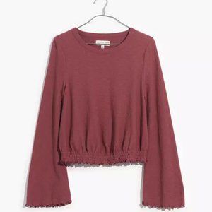 Madewell Texture & Thread Smocked Bell-Sleeve Top